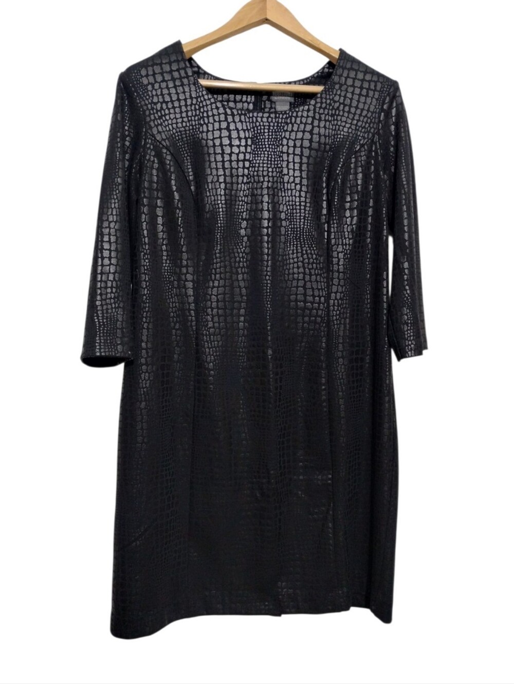 Additions By Chico’s Black Alligator Print Knit Sheath Dress Women's L/2 Elegant